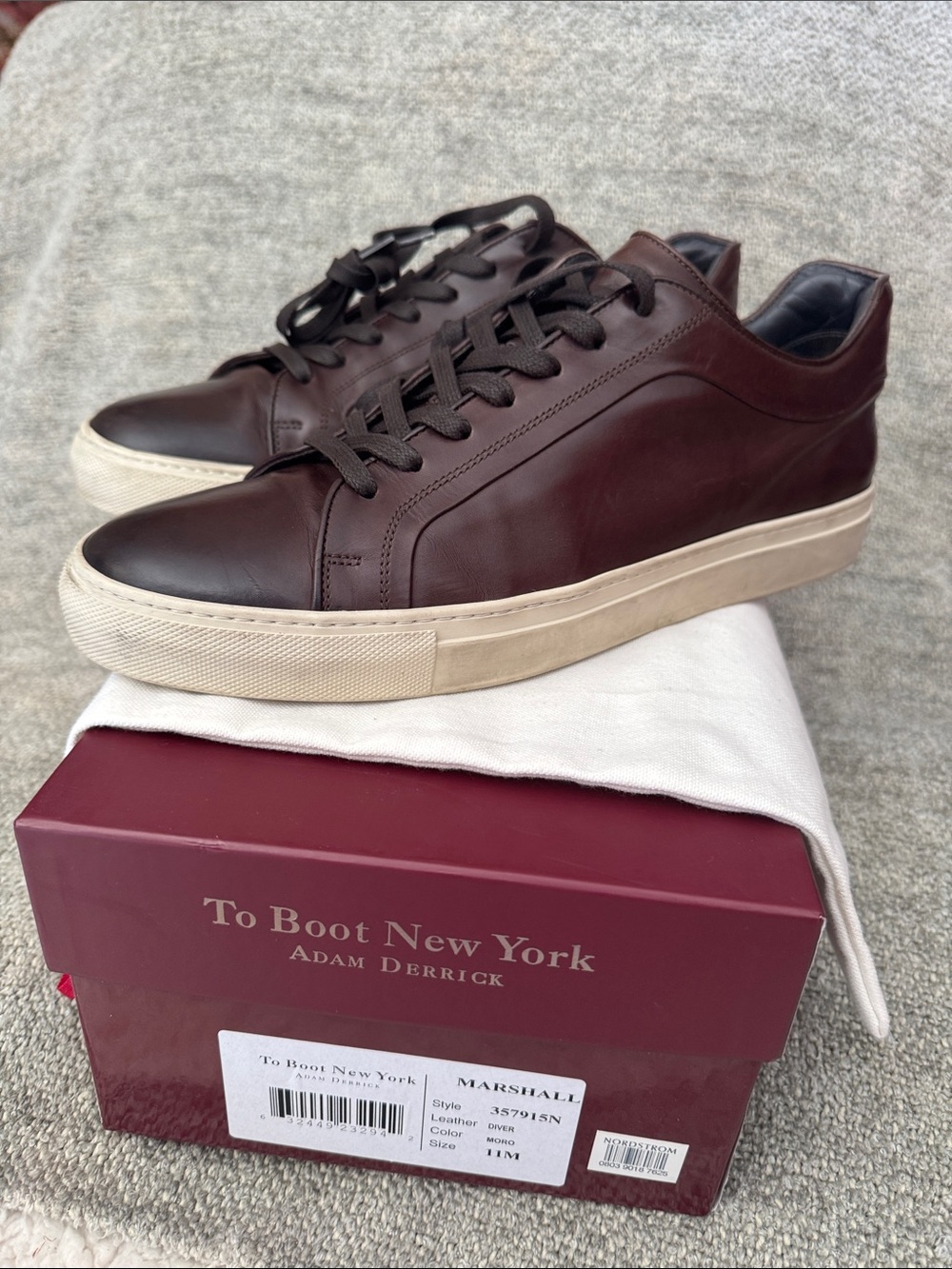 To Boot Marshall Leather Low-Top Sneaker in Dark Brown